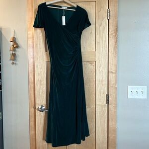 Baltic Born Anne Ruched Velvet Midi Dress in deep Topaz - size Medium